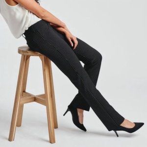 Betabrand Pants Stretch Yoga Straight Leg Pin Striped Black SZ SMALL P/Short